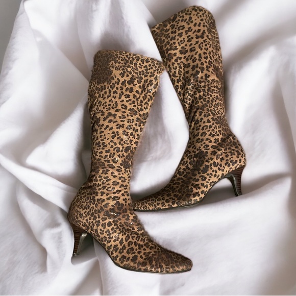 Impo Norris Cheetah Print Stretch Material Soft Knee High Boots Sz 6 M - Picture 1 of 9